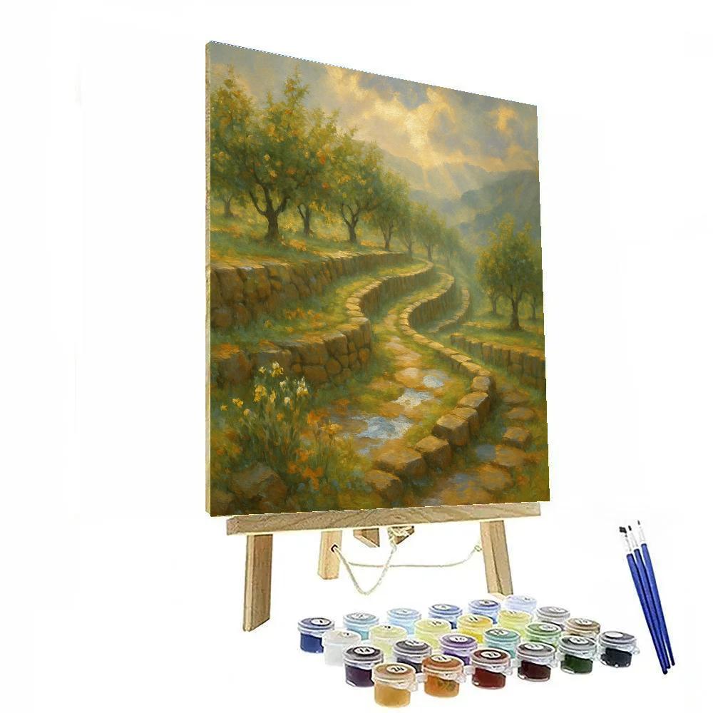 Sunlit Terraced Orchard After Rain paint by numbers