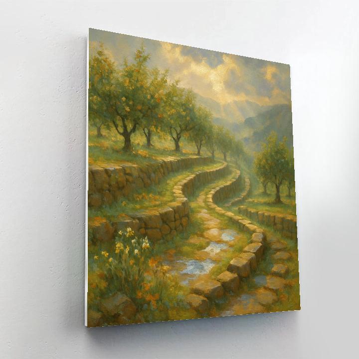Sunlit Terraced Orchard After Rain paint by numbers