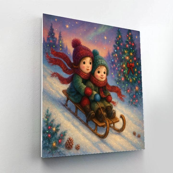 Starlit Sled Ride Through Candy Pine Pass Painting by numbers kit