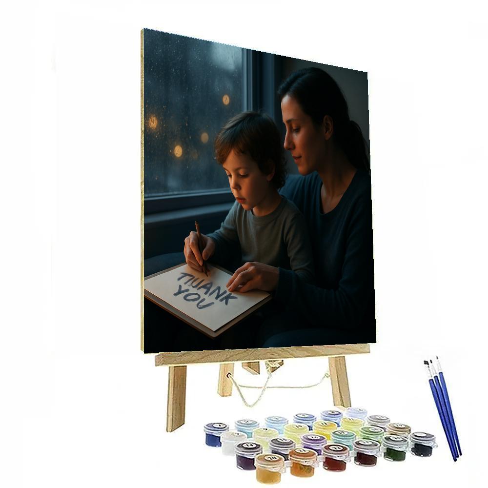 Rainy Window Thank You Drawing paint by number