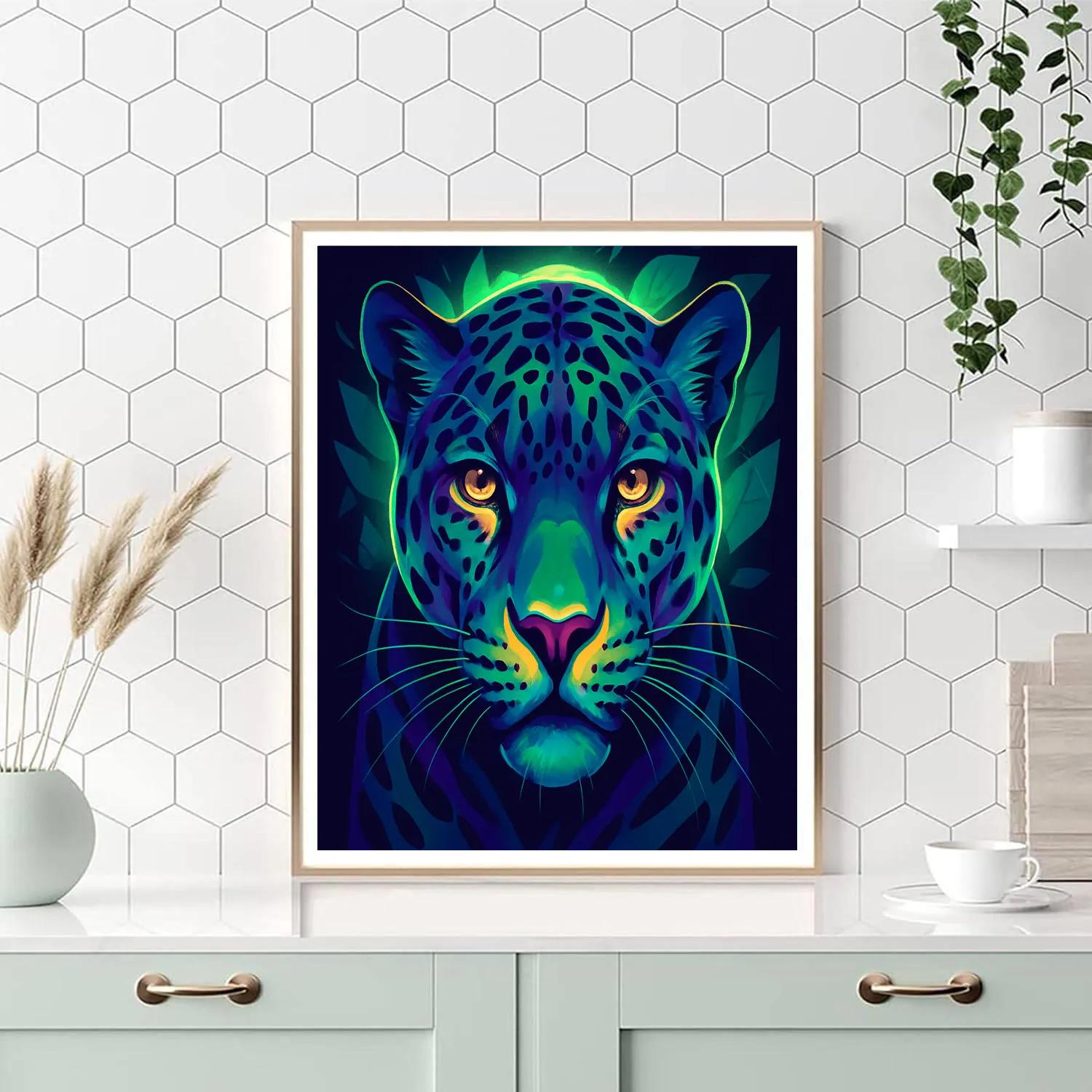 Neon Canopy Jaguar Gaze Number painting
