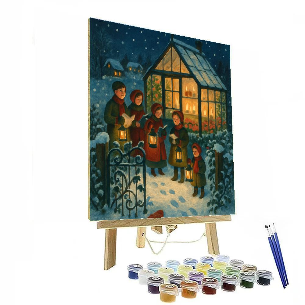 Midnight Carolers At The Frosted Greenhouse painting number kit