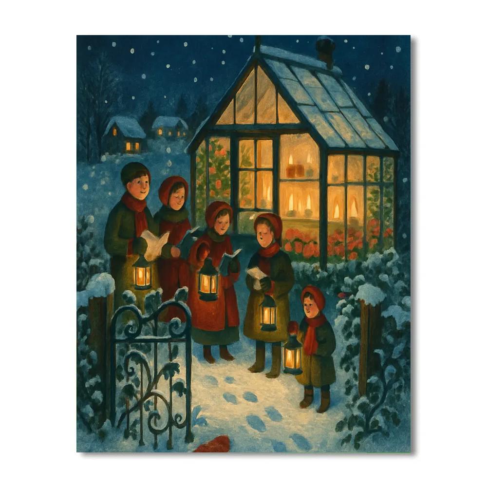 Midnight Carolers At The Frosted Greenhouse painting number kit