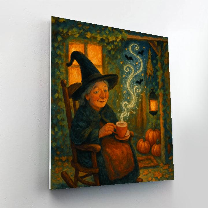 Witch Cottage With Tea Steam Spells Paint by numbers art