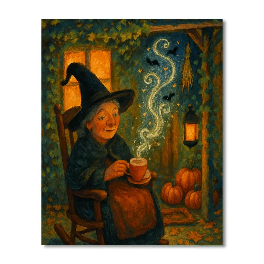 Witch Cottage With Tea Steam Spells Paint by numbers art