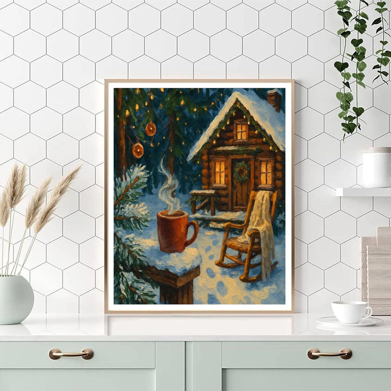 Cocoa Steam Cabin Under Pine Cathedral Numbered painting kits
