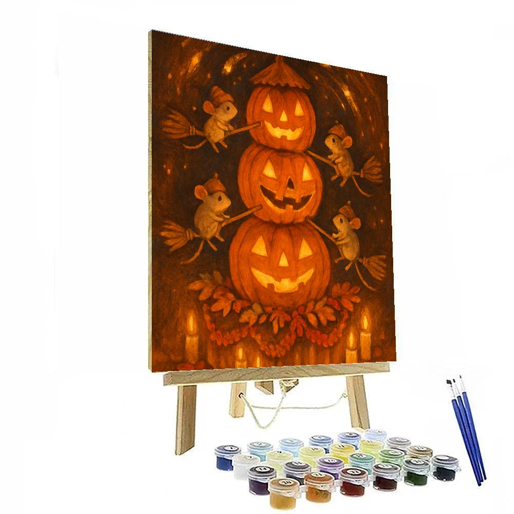 The Stacked Jack O Lantern Carousel Painting by numbers kit