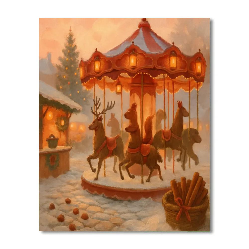 Winter Market Carousel Of Lanterns paint by numbers
