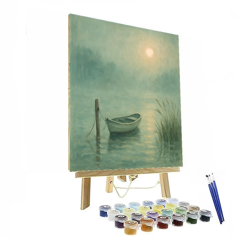 Foggy Morning Rowboat And Reed Whisper paint by number