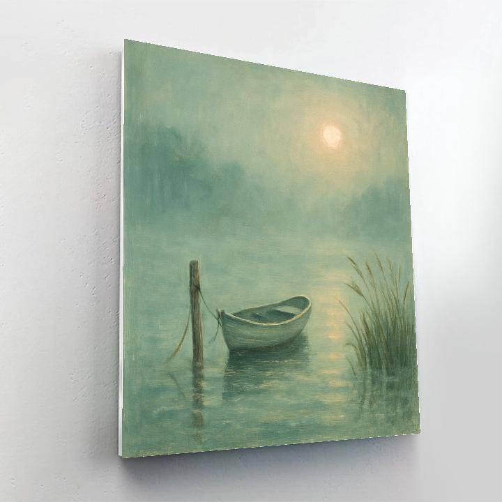 Foggy Morning Rowboat And Reed Whisper paint by number