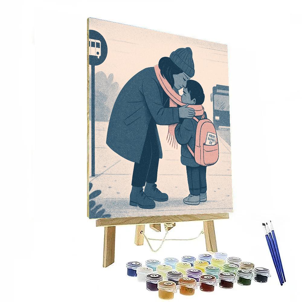 Bus Stop Hug Before School Numbered painting kits