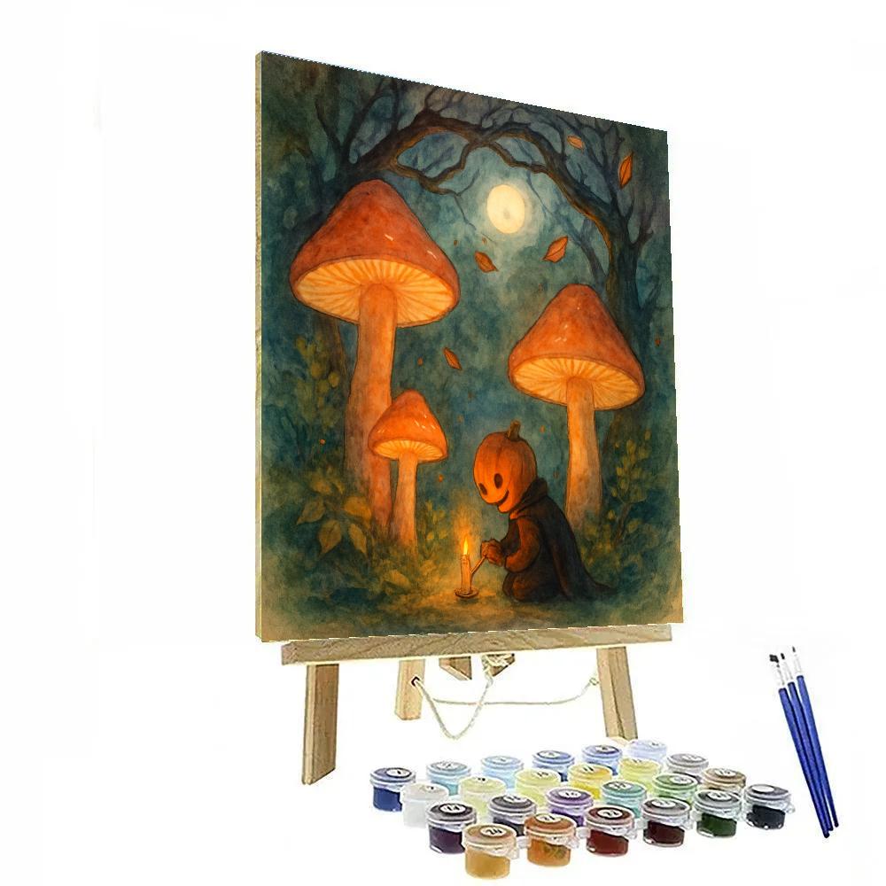 Moon Garden Of Lantern Mushrooms paint by color