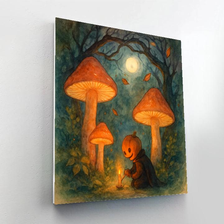 Moon Garden Of Lantern Mushrooms paint by color