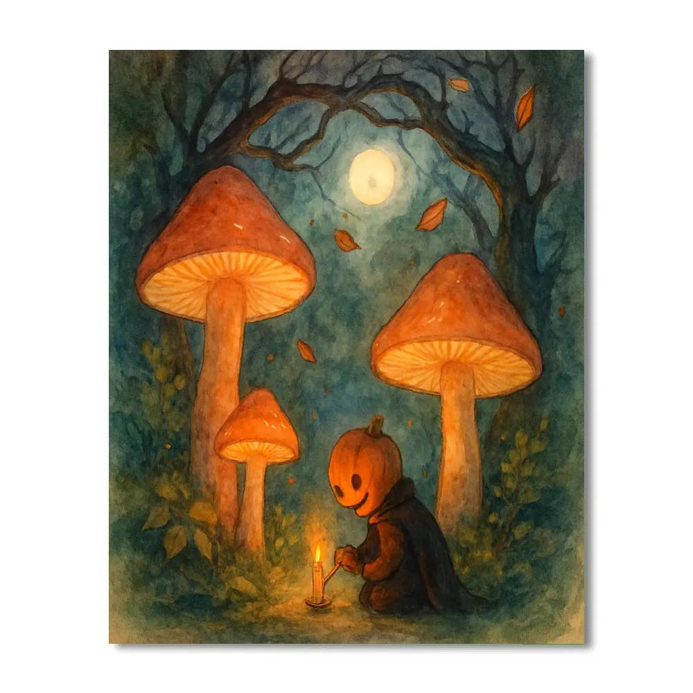 Moon Garden Of Lantern Mushrooms paint by color