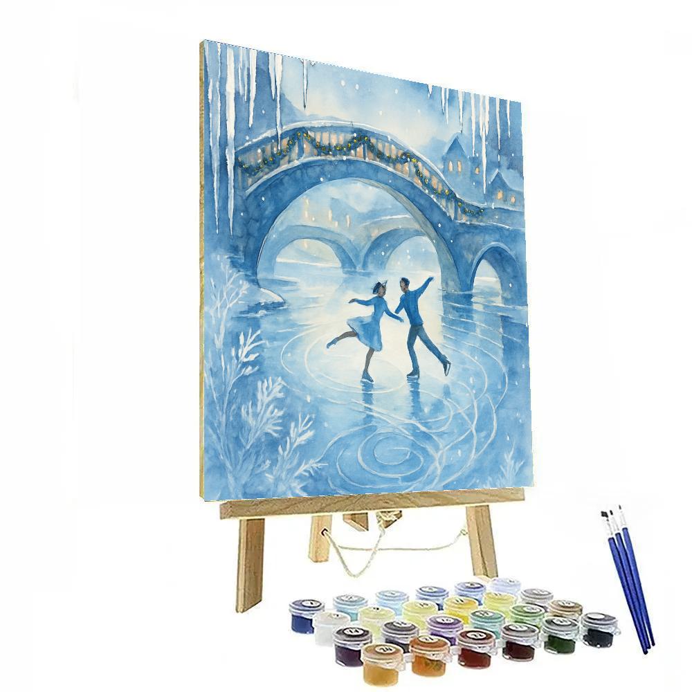 Snowy River Skaters Beneath Crystal Bridges Paint by numbers kits