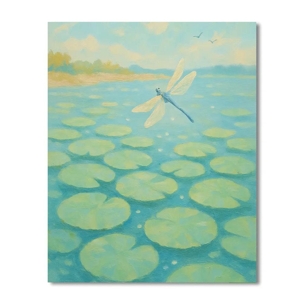 Summer Blue Lake With Floating Lily Mosaic Paint by numbers kits