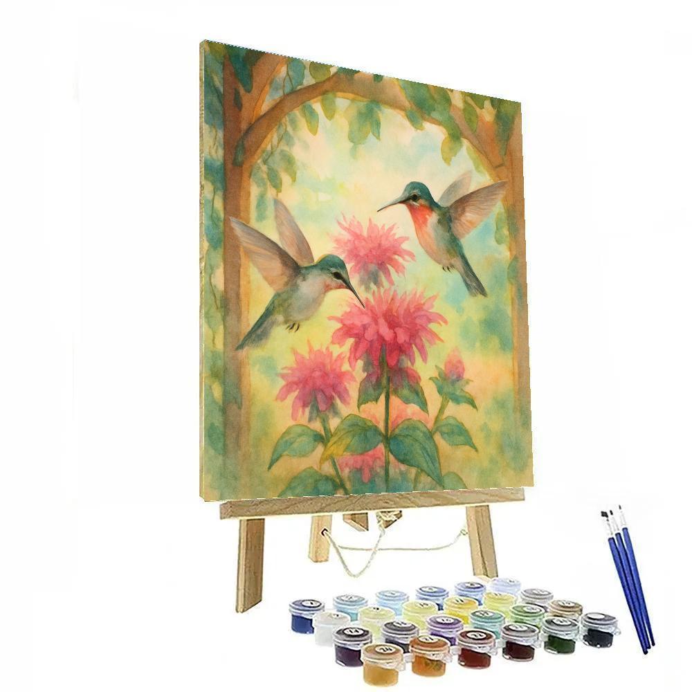 Bee Balm Hummingbirds In A Summer Alcove DIY paint by numbers