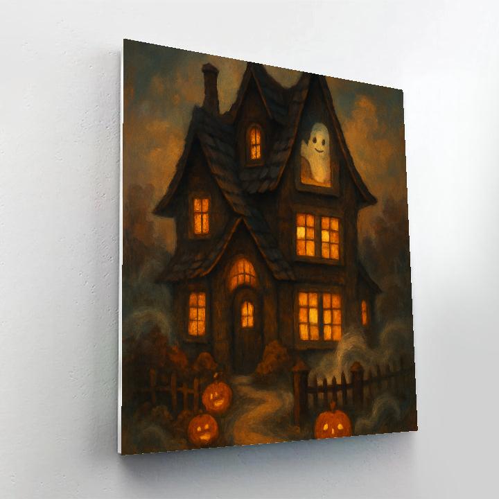 Cozy Haunted House With Quilt Windows Paint by numbers kits