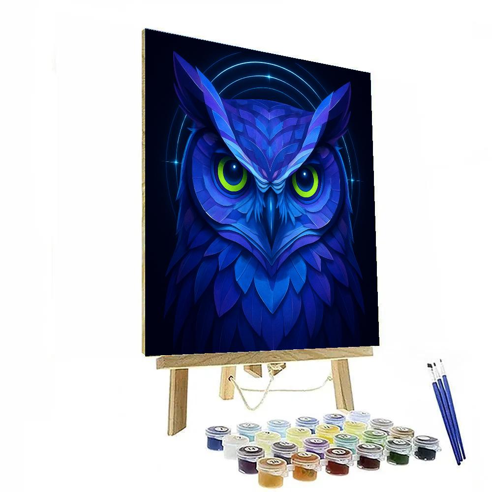 Moonlit Circuit Owl Portrait Numbered painting kits