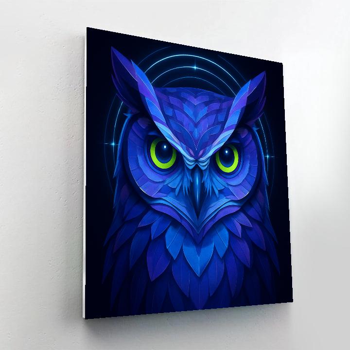Moonlit Circuit Owl Portrait Numbered painting kits
