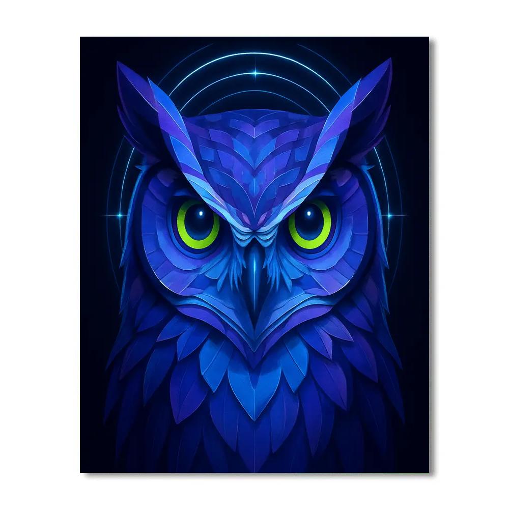 Moonlit Circuit Owl Portrait Numbered painting kits
