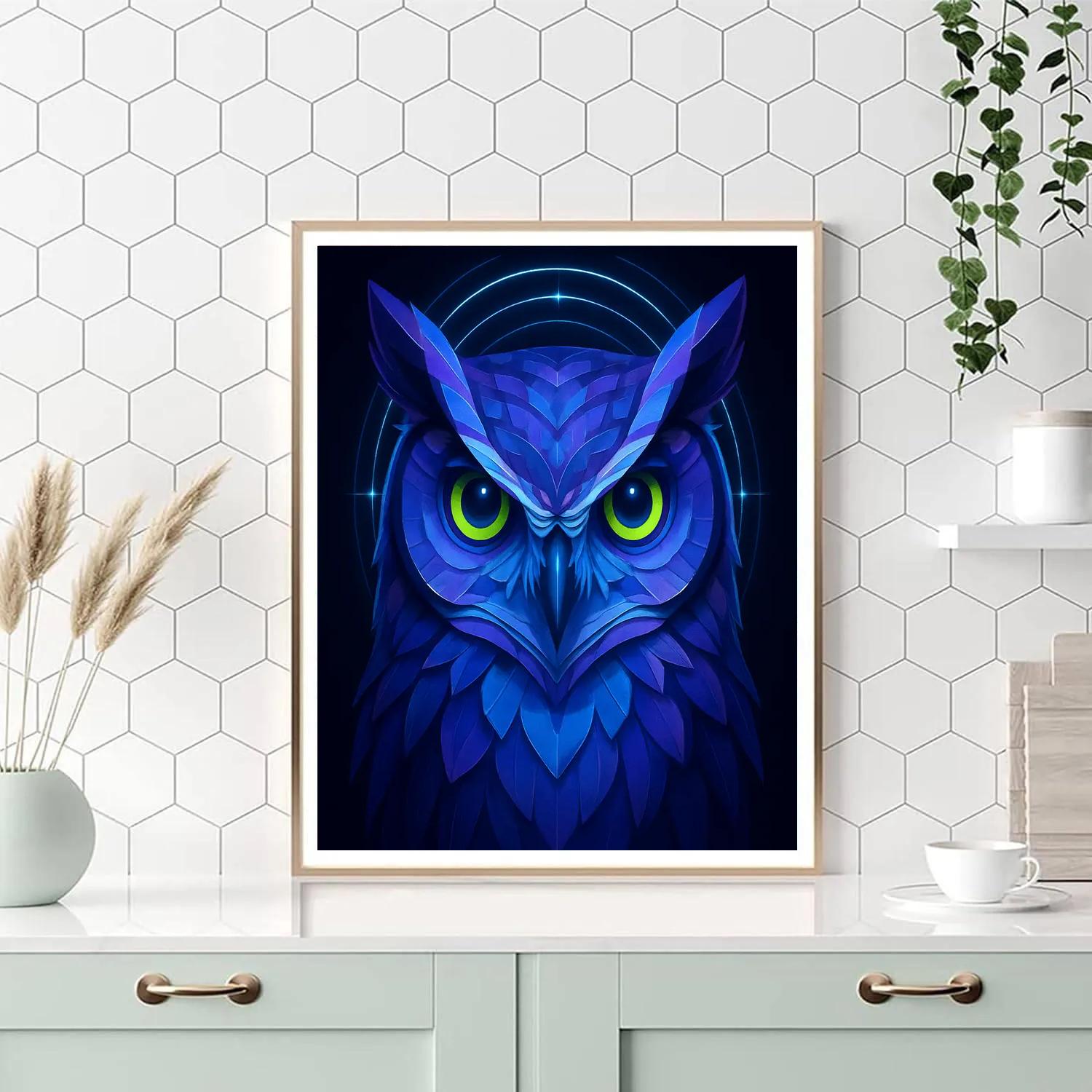 Moonlit Circuit Owl Portrait Numbered painting kits