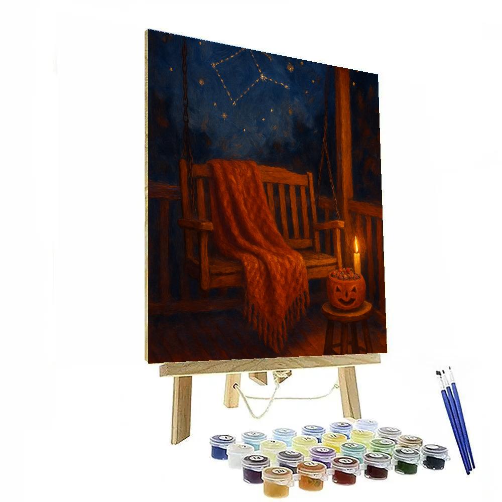 Autumn Porch Swing Under Star Stitch Sky Paint by numbers art