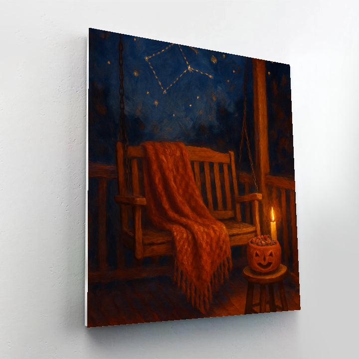 Autumn Porch Swing Under Star Stitch Sky Paint by numbers art