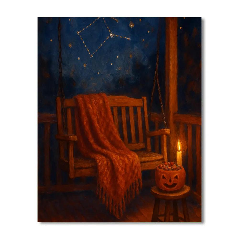 Autumn Porch Swing Under Star Stitch Sky Paint by numbers art