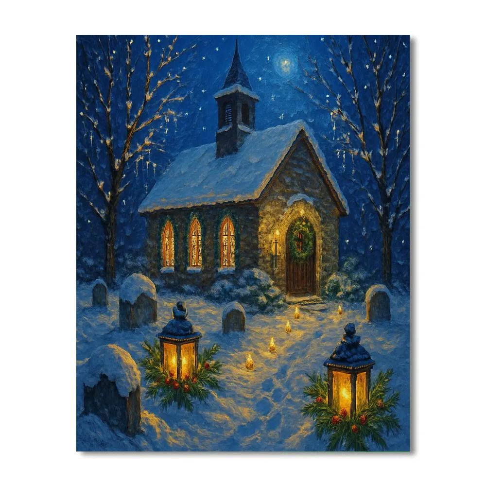 Quiet Churchyard Under Candle Snow DIY paint by numbers