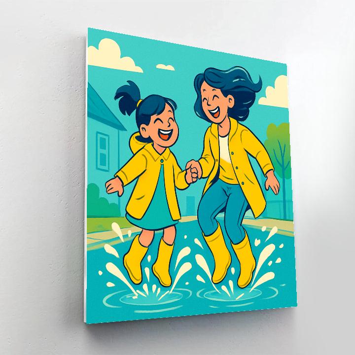 Puddle Jumping With Mom DIY paint by numbers