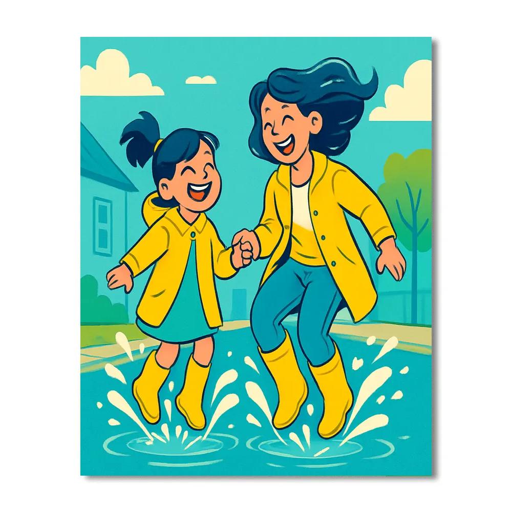 Puddle Jumping With Mom DIY paint by numbers
