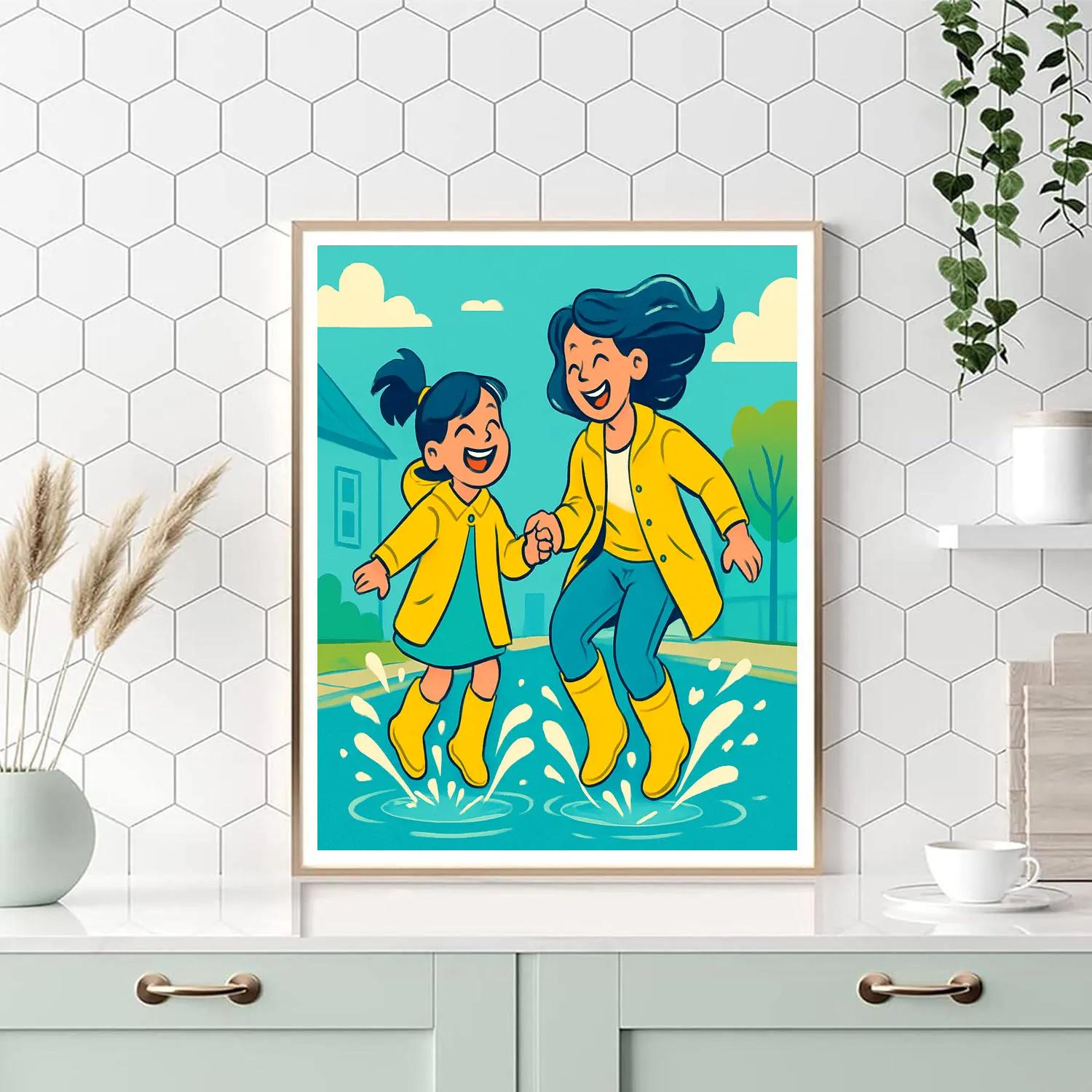Puddle Jumping With Mom DIY paint by numbers