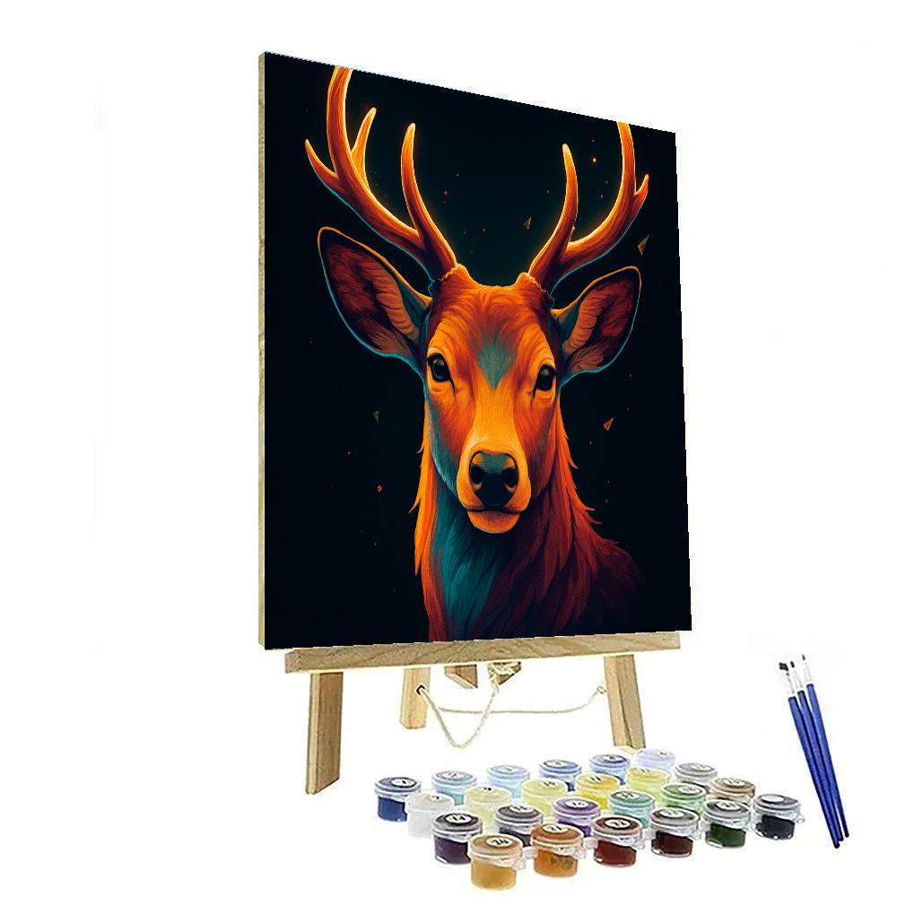 Saffron Sky Deer Reverie Number painting
