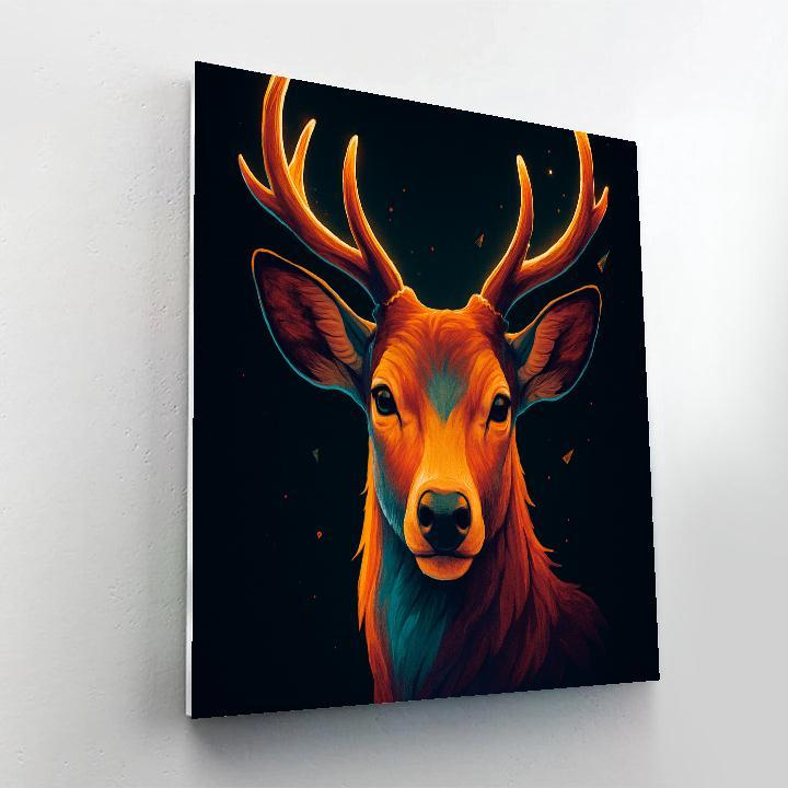 Saffron Sky Deer Reverie Number painting