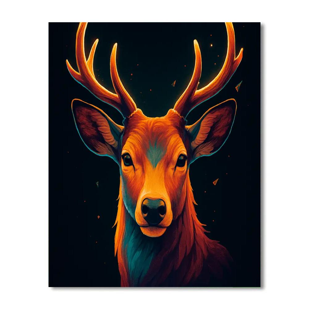 Saffron Sky Deer Reverie Number painting
