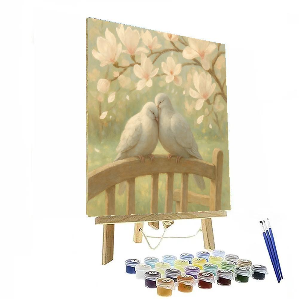 Magnolia Shade Doves On The Garden Bench Numbered painting kits