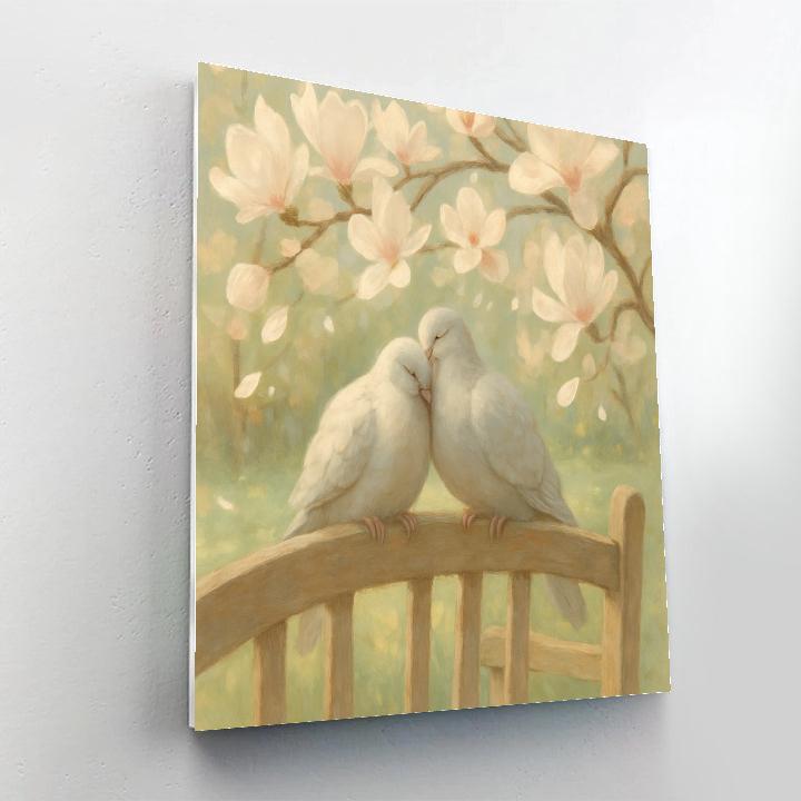 Magnolia Shade Doves On The Garden Bench Numbered painting kits