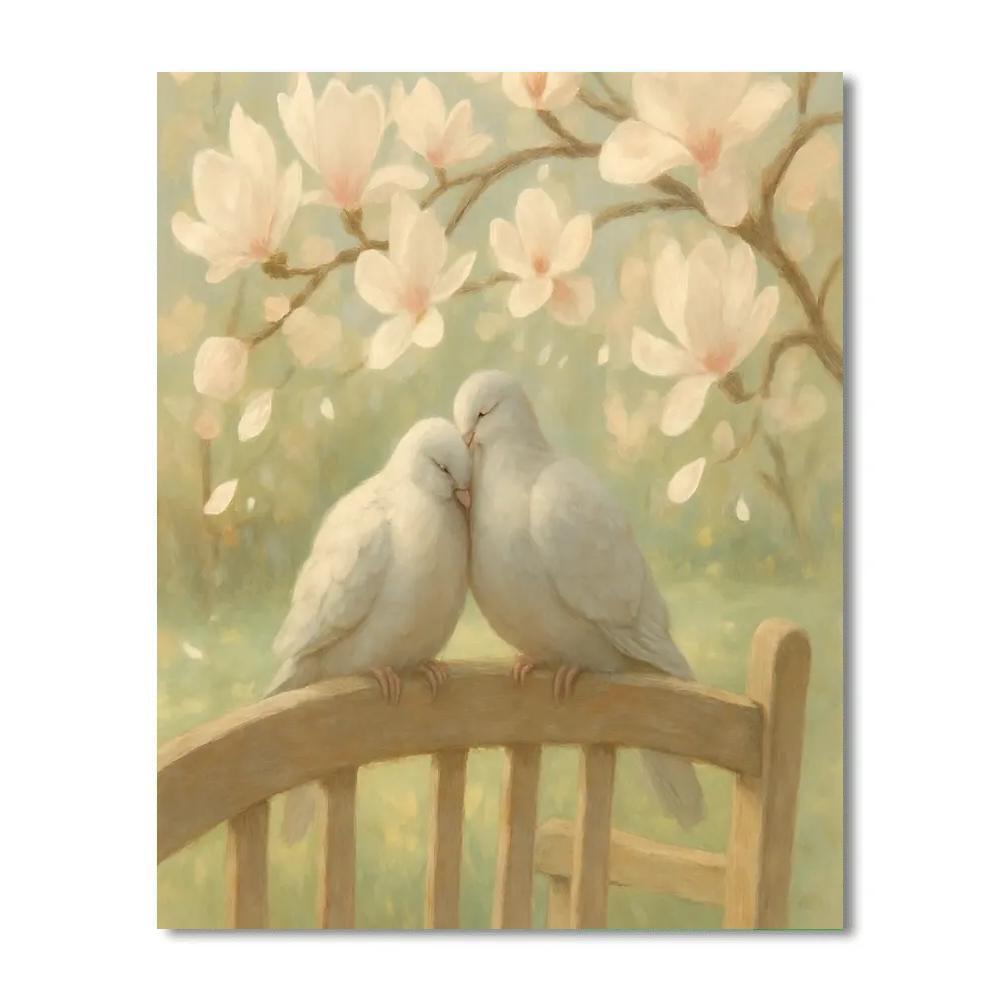 Magnolia Shade Doves On The Garden Bench Numbered painting kits