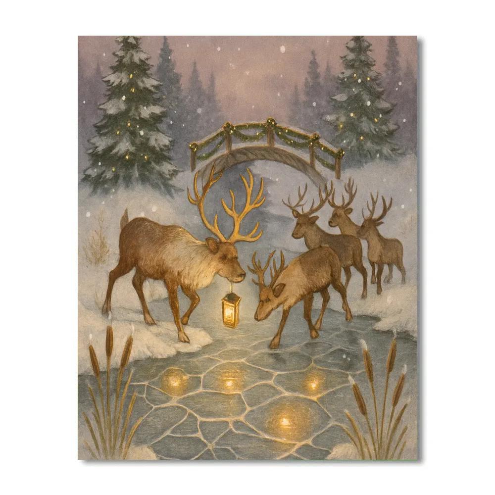 Reindeer Crossing The Lantern Creek Ford paint by color