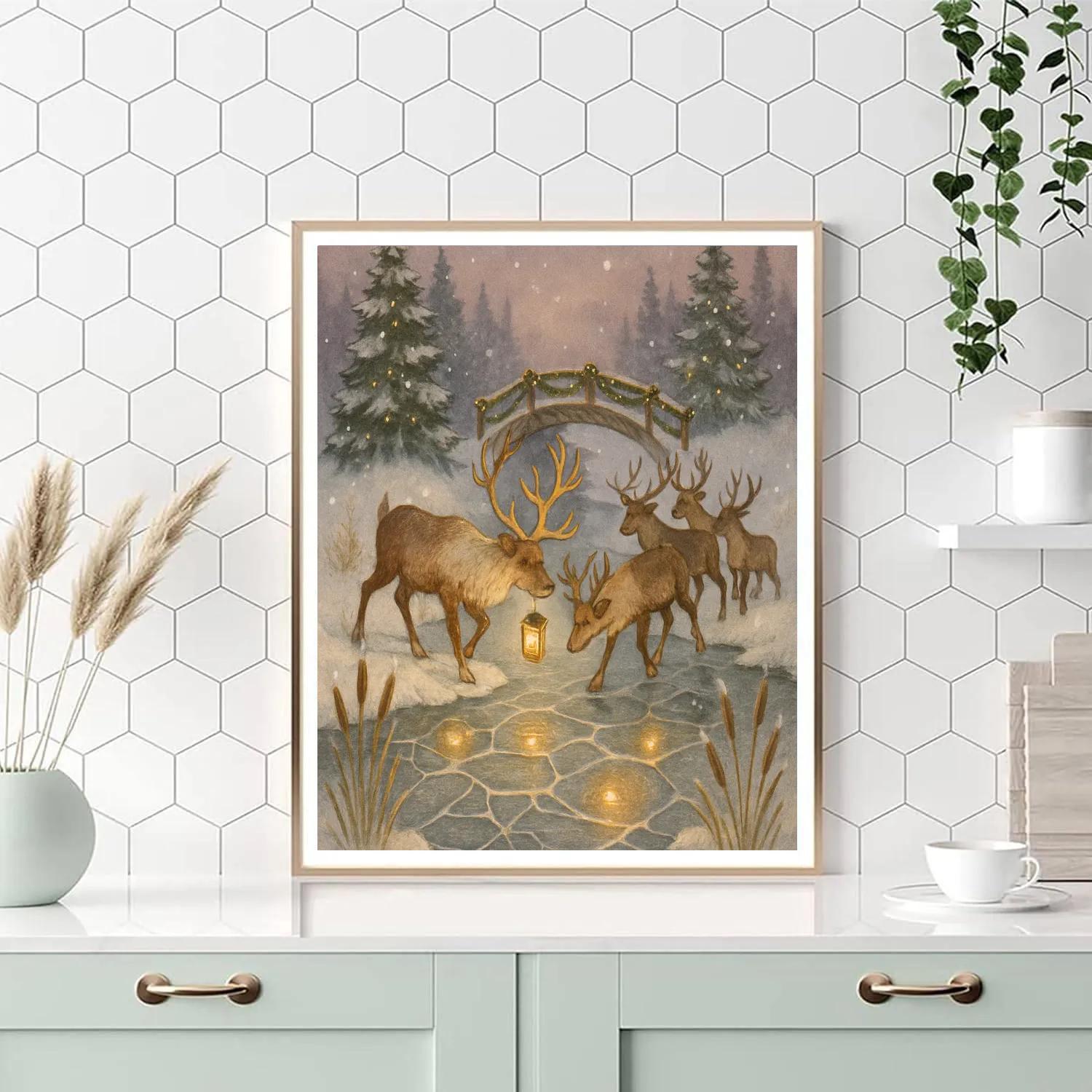 Reindeer Crossing The Lantern Creek Ford paint by color