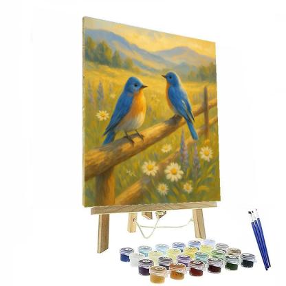 High Meadow Bluebirds And The Wildflower Breeze Number painting
