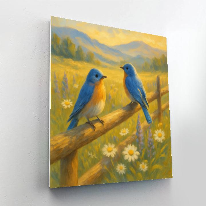 High Meadow Bluebirds And The Wildflower Breeze Number painting