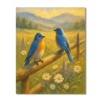 High Meadow Bluebirds And The Wildflower Breeze Number painting