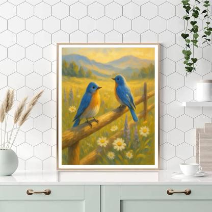 High Meadow Bluebirds And The Wildflower Breeze Number painting
