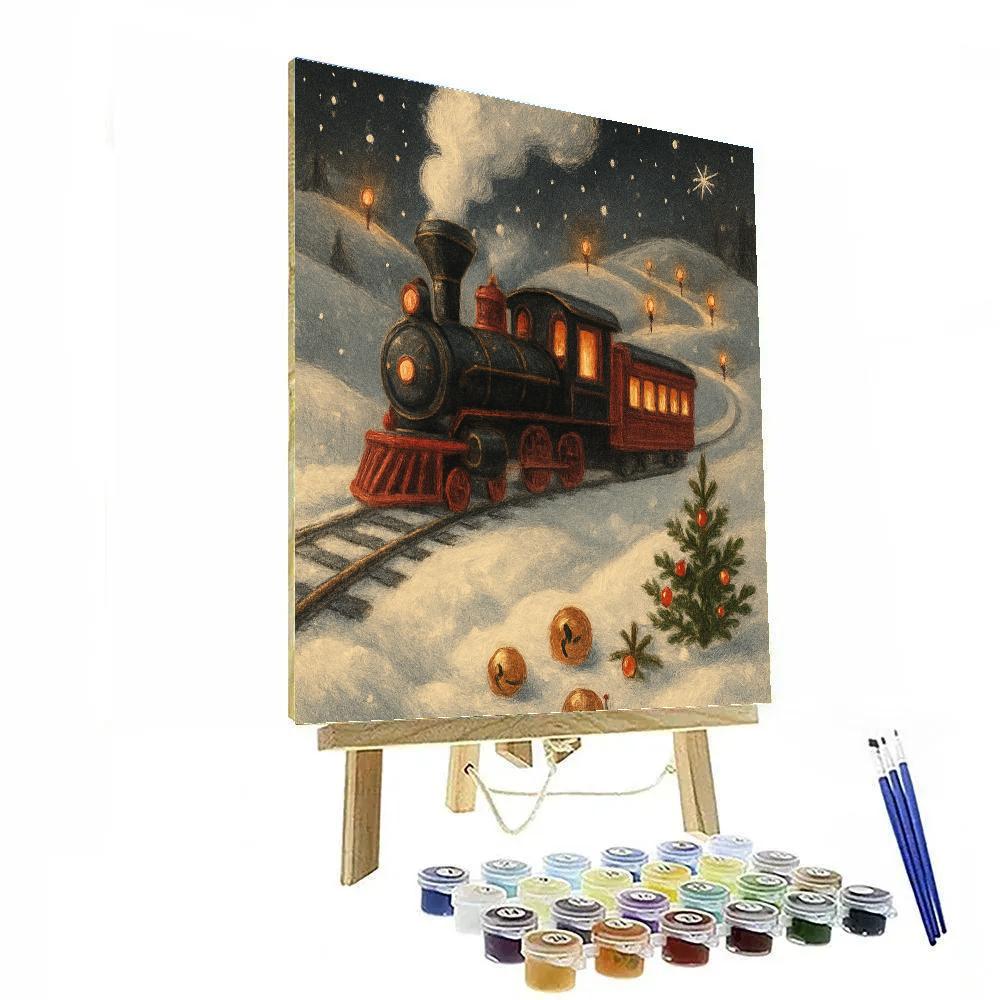 Toy Train Through The Paper Lantern Hills painting number kit