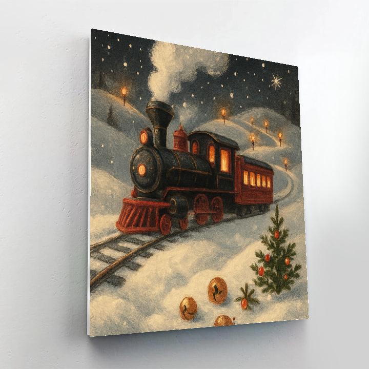 Toy Train Through The Paper Lantern Hills painting number kit