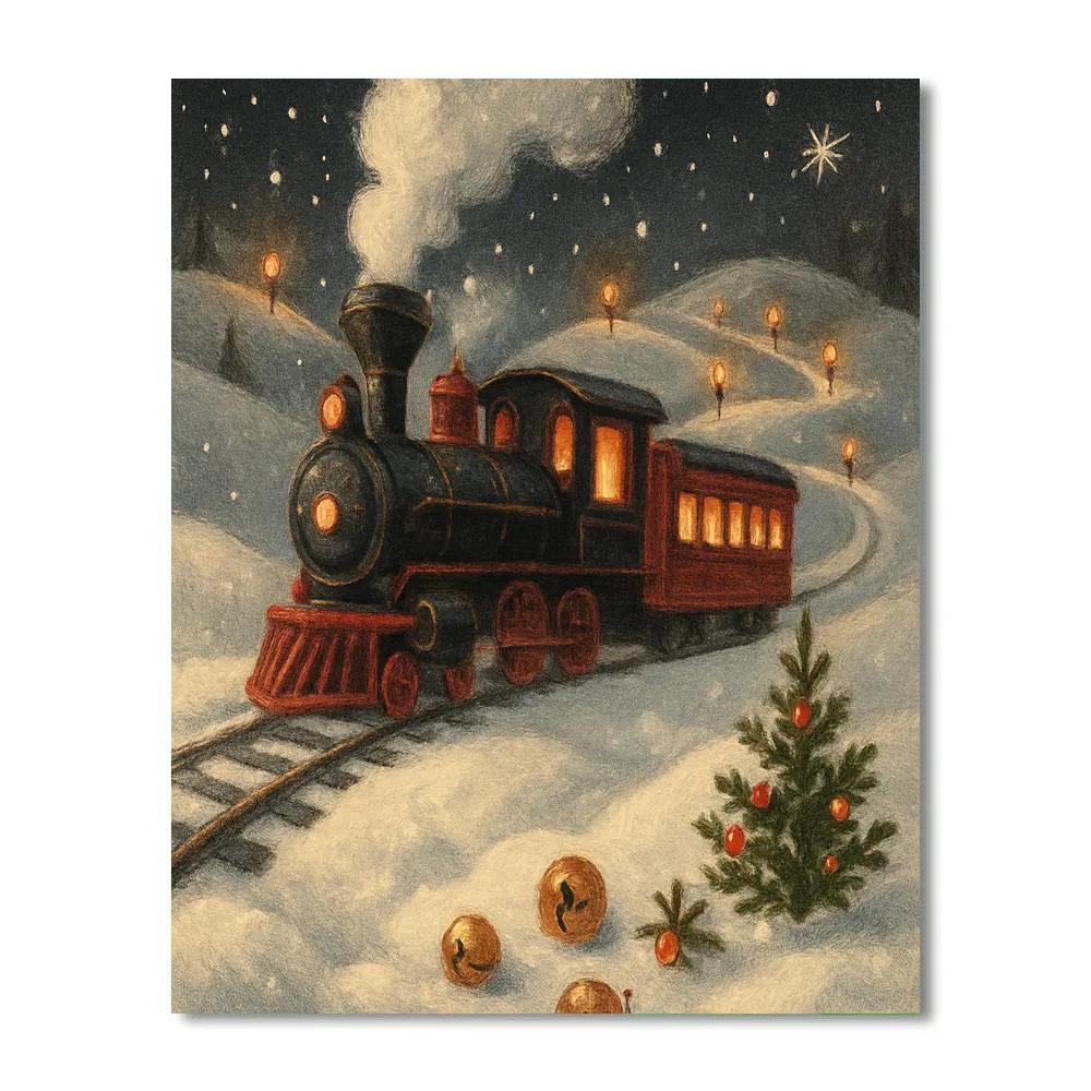 Toy Train Through The Paper Lantern Hills painting number kit