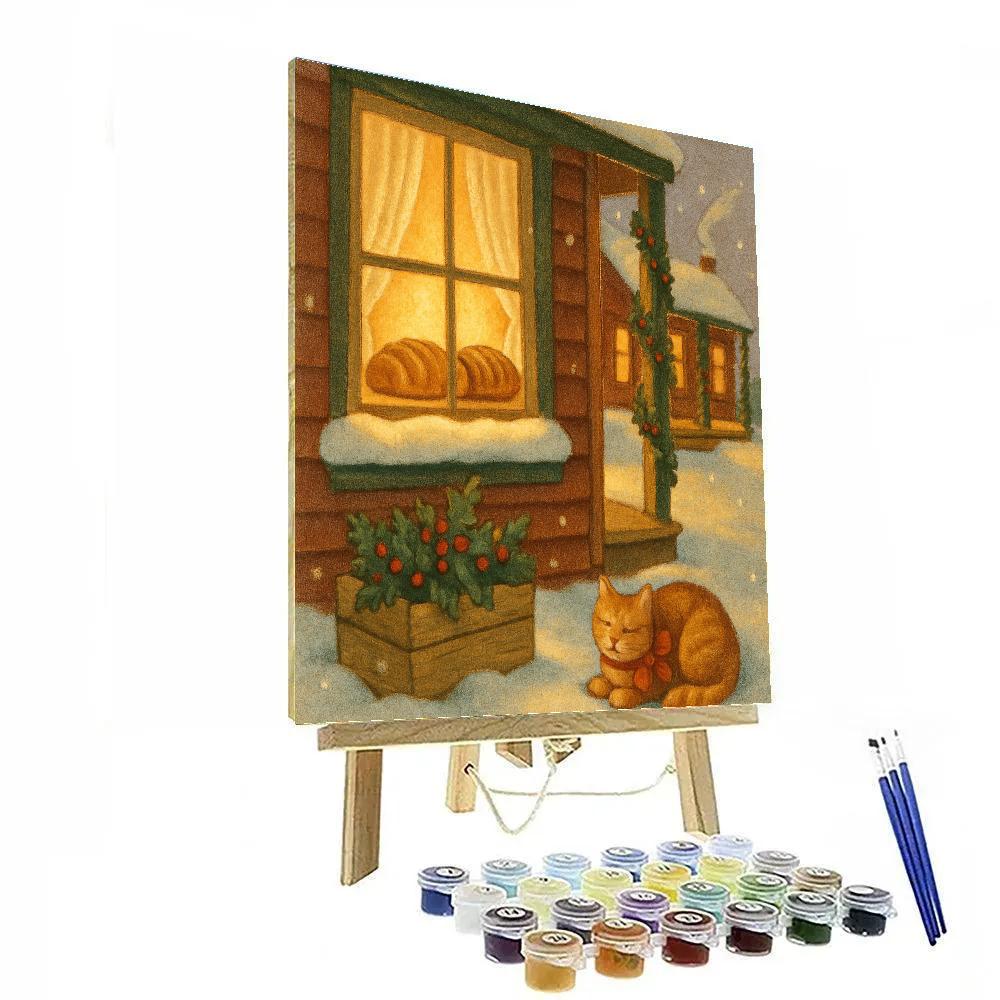 Festive Farmhouse Bread Cooling On The Sill painting number kit