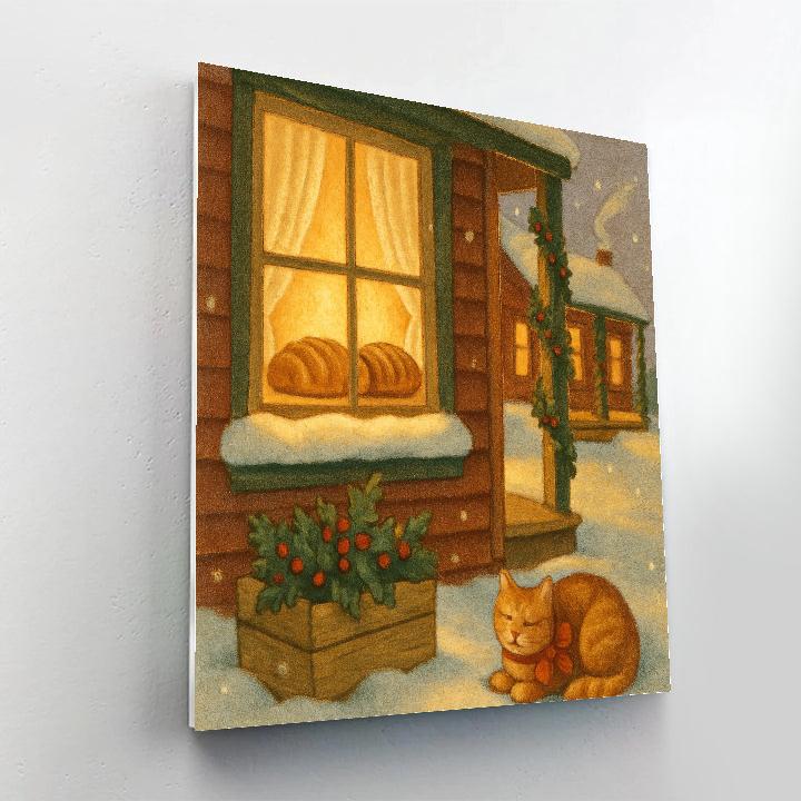 Festive Farmhouse Bread Cooling On The Sill painting number kit